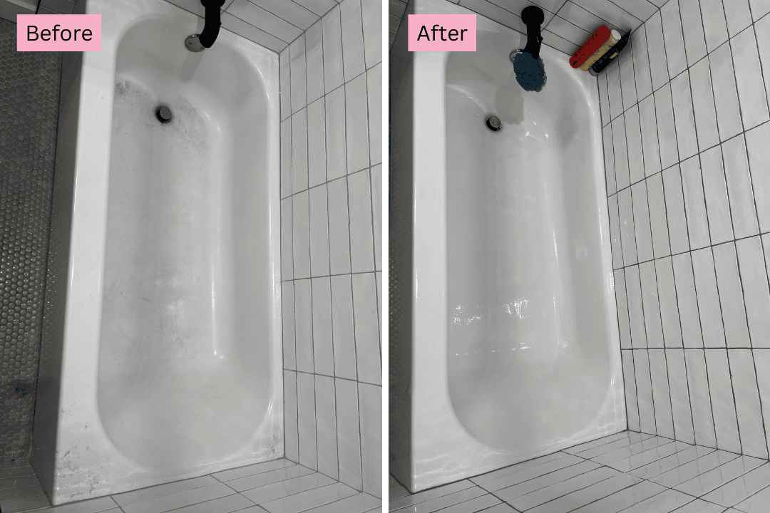 before and after bath clean